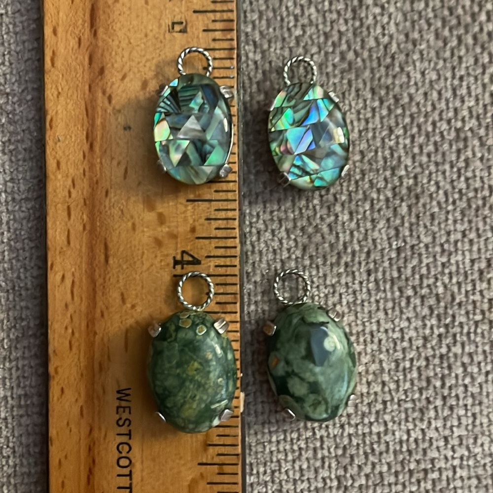 Brushed Silver Hoop Earrings With Multiple Stone … - image 6